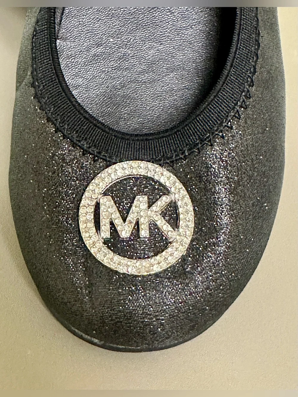 Michael Kors Riley Malia Girls Black Glitter Mary Jane Flats Size 12